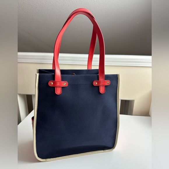 Spartina 449 Quarterdeck Beach Bag Tote Red+Navy New with Tags - Picture 3 of 9